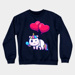 cute unicorn floating with love Crewneck Sweatshirt